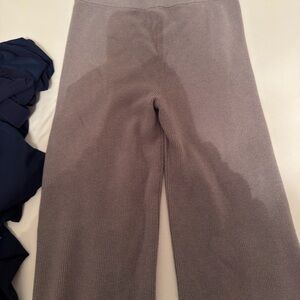 Isabel Maternity by Ingrid & Isabel Wide Leg Rib Knit Pants in Gray